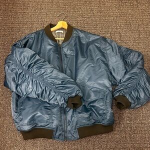 Topshop Coat Womens Size 8-10 Bomber Jacket Oversize Wide Arms‎ Utility Nylon